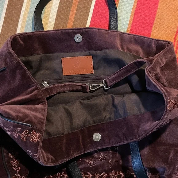 Sundance | Anabaglish Velvet Embroidered Tote Bag w/Leather Straps ♥ NWOT - Picture 5 of 9